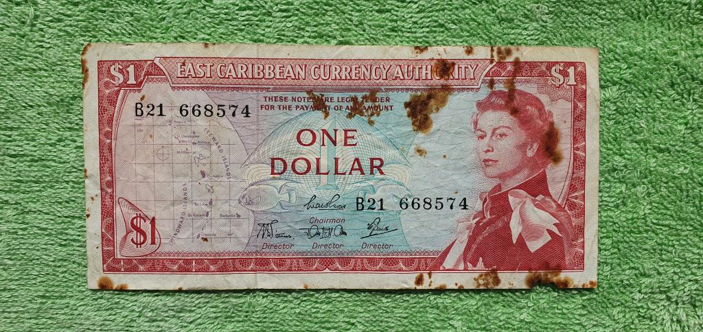 1 доллар самая редкая разновидность!!!, 1965 год Signature 4 !!!!!, Восточно - карибские государства