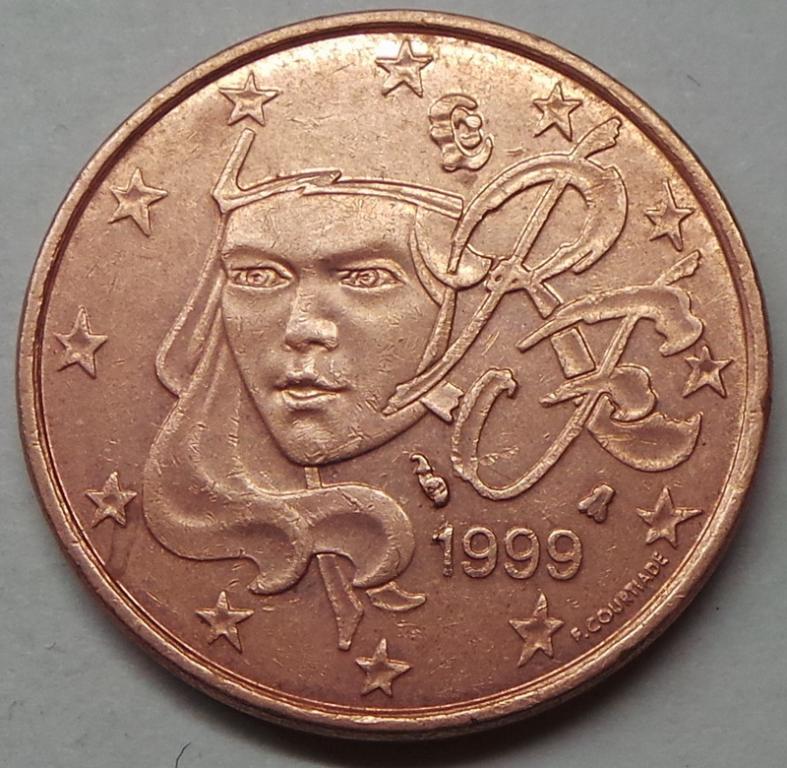 Франция 5 евроцентов 1999 года (34) КМ#1284