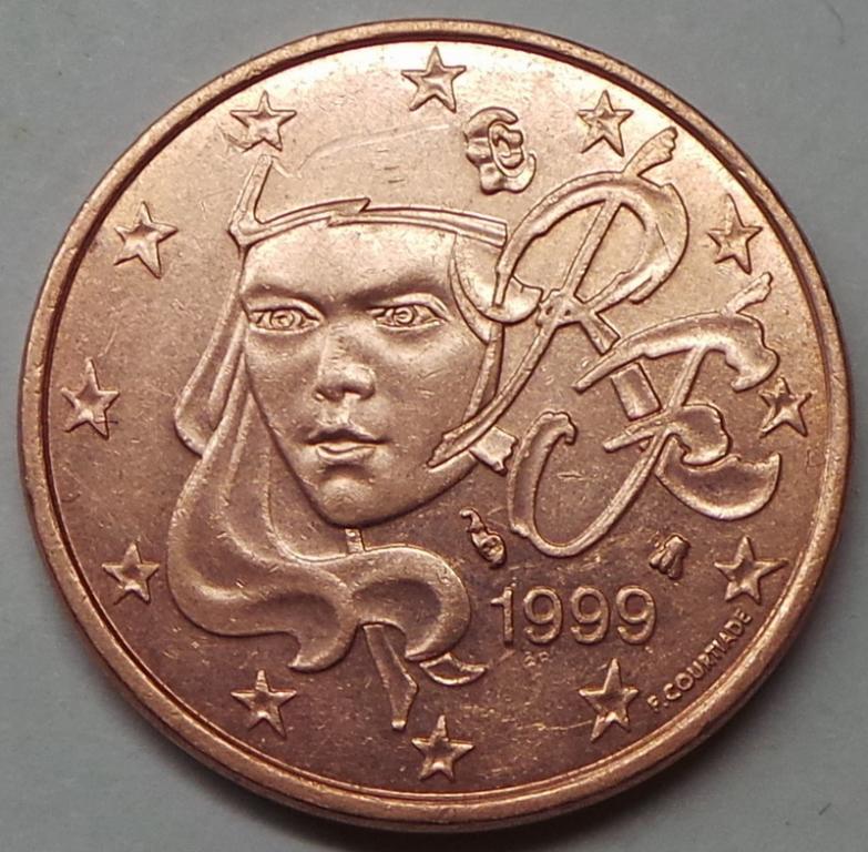 Франция 5 евроцентов 1999 года (20) КМ#1284