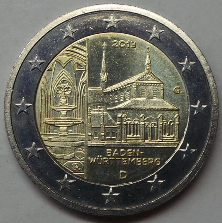 Германия 2 евро 2013 G года Монастырь Маульбронн Баден-Вюртемберг КМ#314