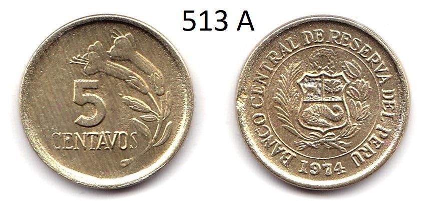 Перу. 5 сентимо. 1974 год.