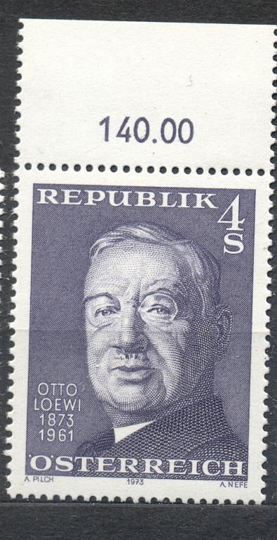 Австрия 1973 г.  Отто Лёви фармаколог Нобелевский лауреат 1936 г. негашеная **