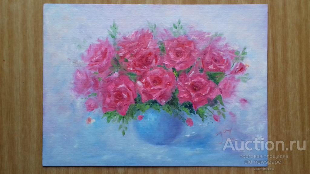 Картина. *Розы*. масло на картоне 31 на 42,5 см,
