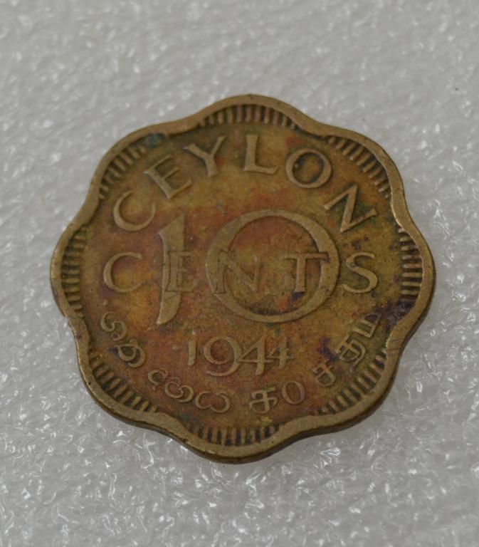 Цейлон 10 центов 1944 год