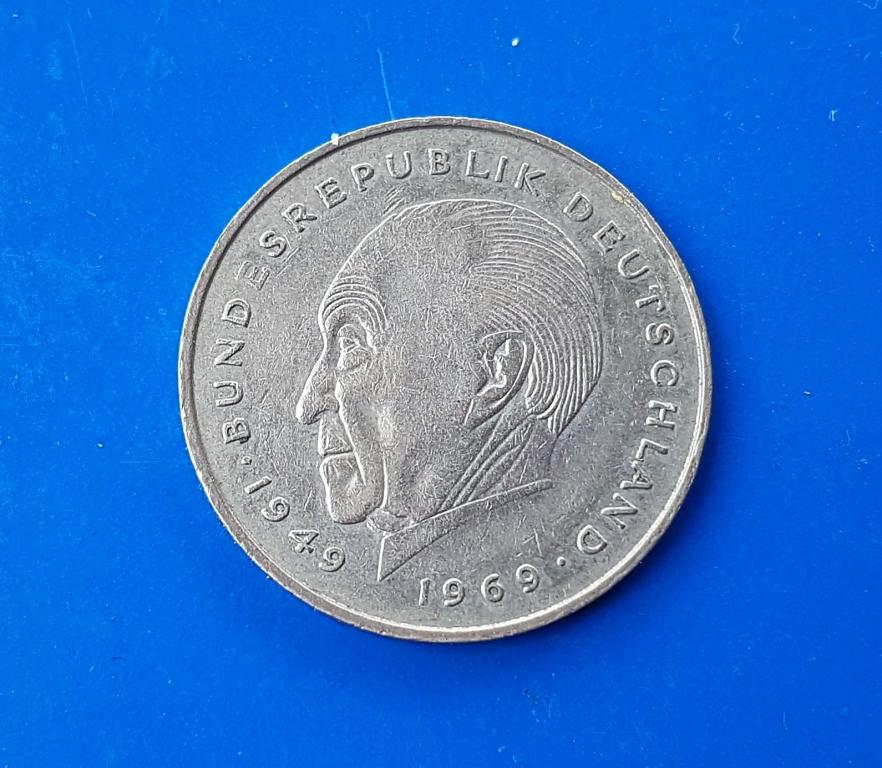2 марки 1982  ФРГ. Аденауэр.