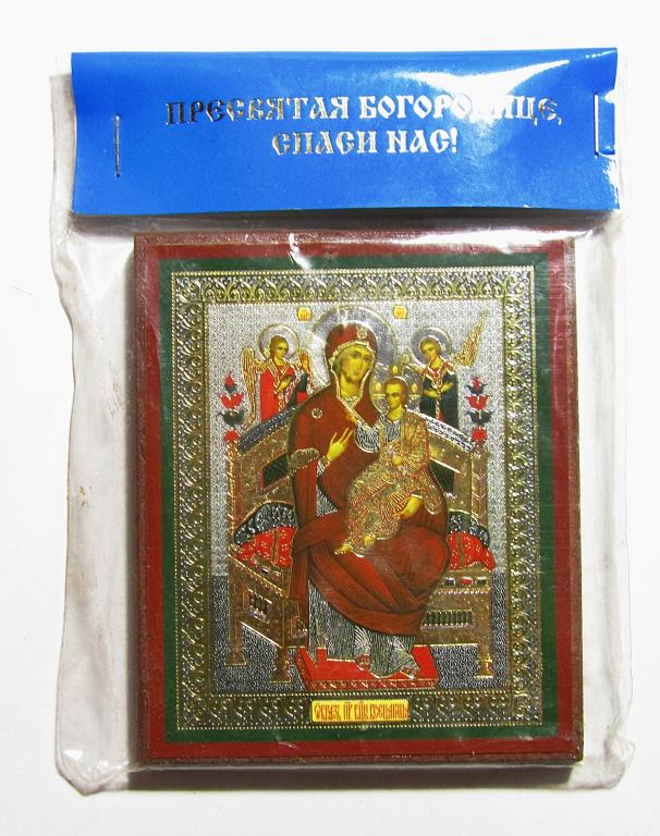 Икона мини - Божьей матери Всецарица - полиграфия на дереве.