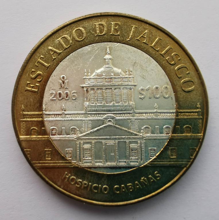 Мексика 100 песо 2006 Халиско Биметалл серебро Ag925 ESTADO DE JALISCO медицина госпиталь