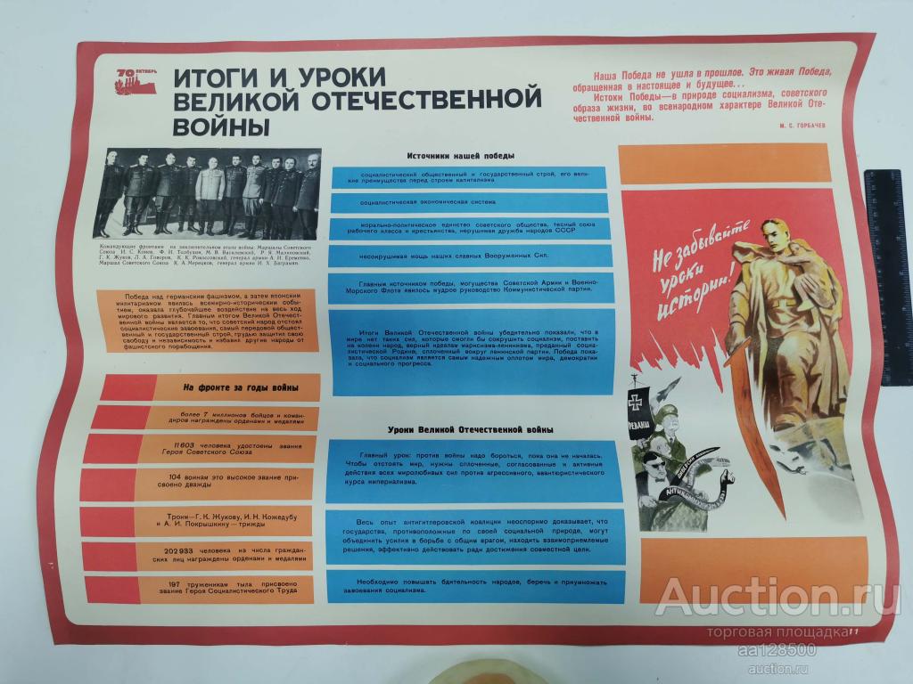 плакат Итоги и уроки ВОВ 70 лет Октября