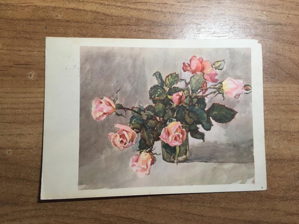 1960 г. Розы. Купецио. Живопись. Цветы. Натюрморт. Почтовая карточка. Открытое письмо Открытка