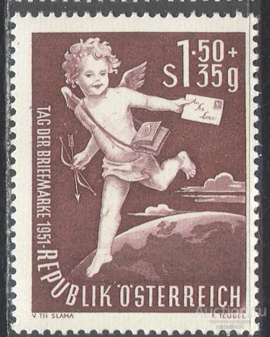 Т0148 ✅ Почта Филателия День почтовой марки 1952 Австрия 1м п/с ** 25МЕ