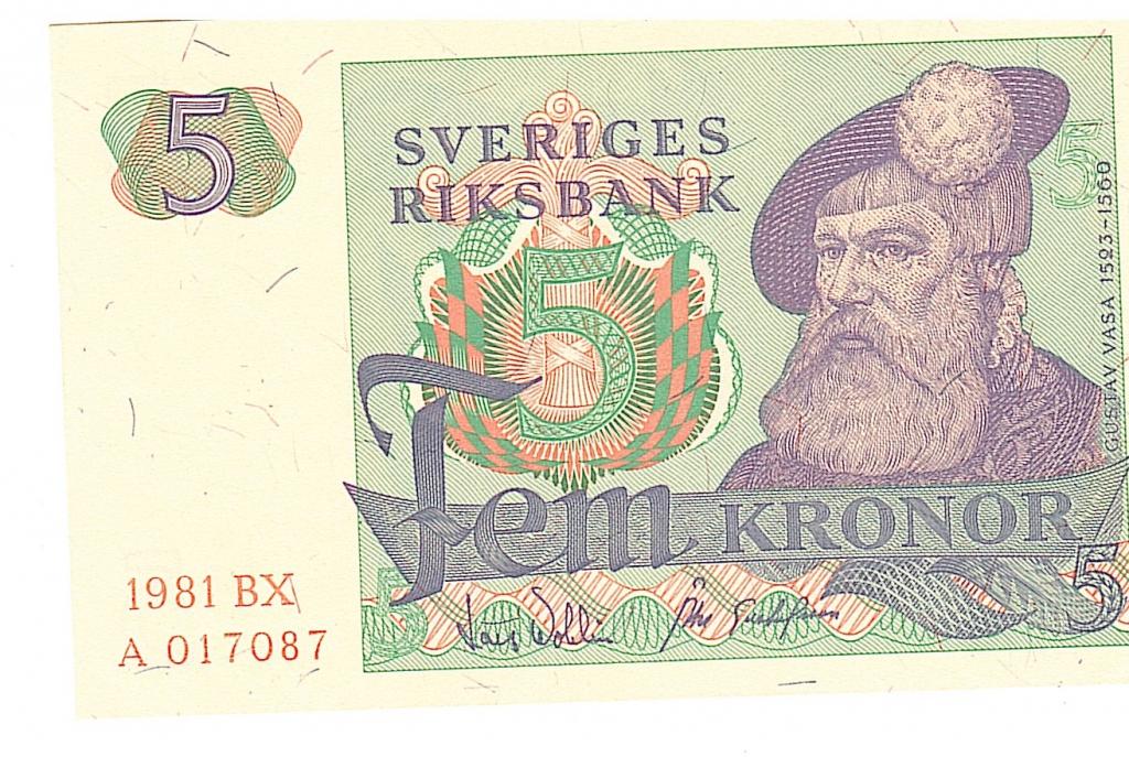 Швеция 5 крон 1981 год UNC