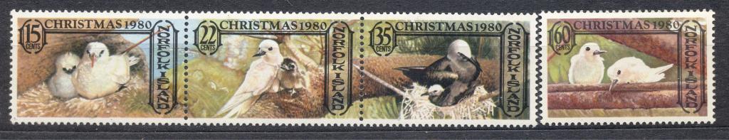 Норфолк 1980  г.  серия  Рождество Птицы негашеная**