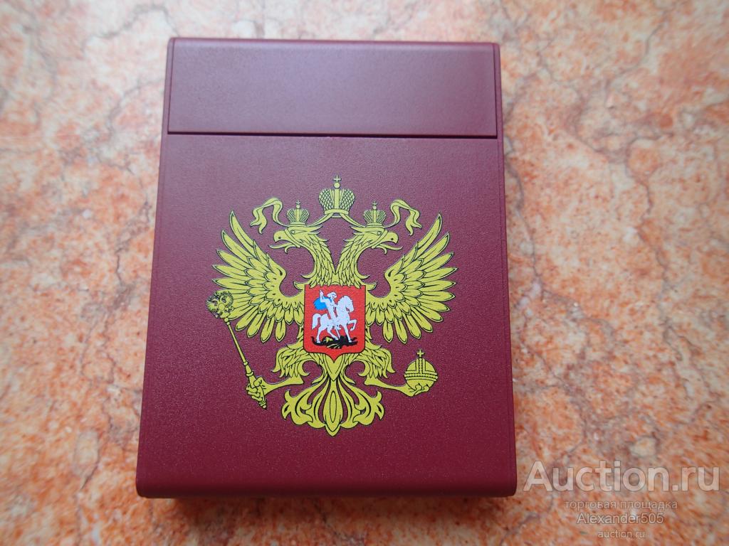 !!! ФУТЛЯР на 1 монету Д44/46 пластик красный бархат + лого Герб РФ