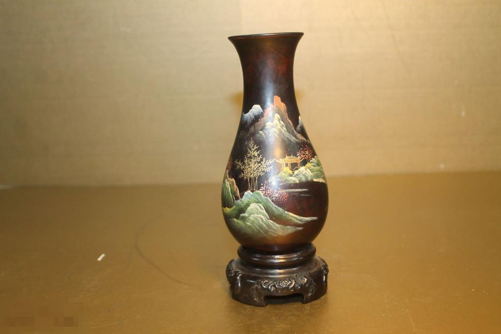 ВАЗА. КИТАЙ. ПАПЬЕ - МАШЕ. ПЕРВАЯ ПОЛОВИНА 20 ВЕКА. КЛЕЙМО. ЛАКОВАЯ МИНИАТЮРА. 