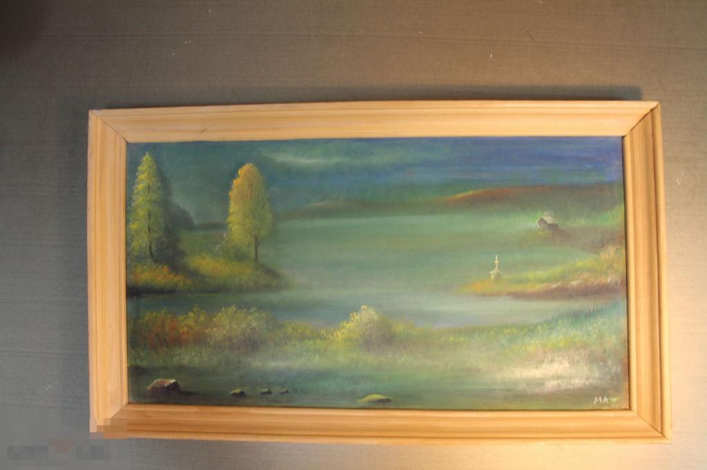 КАРТИНА. ПЕЙЗАЖ. ДВП. МАСЛО. ПОДПИСЬ АВТОРА. * 
