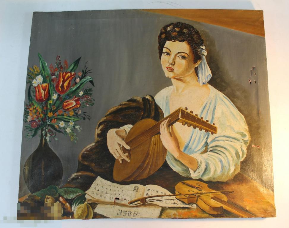 КАРТИНА. ХОЛСТ. МАСЛО. БАНДУРИСТКА.