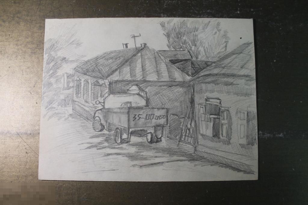 КАРТИНА. УЛИЦА. ГРУЗОВИК. БУМАГА. КАРАНДАШ. * 