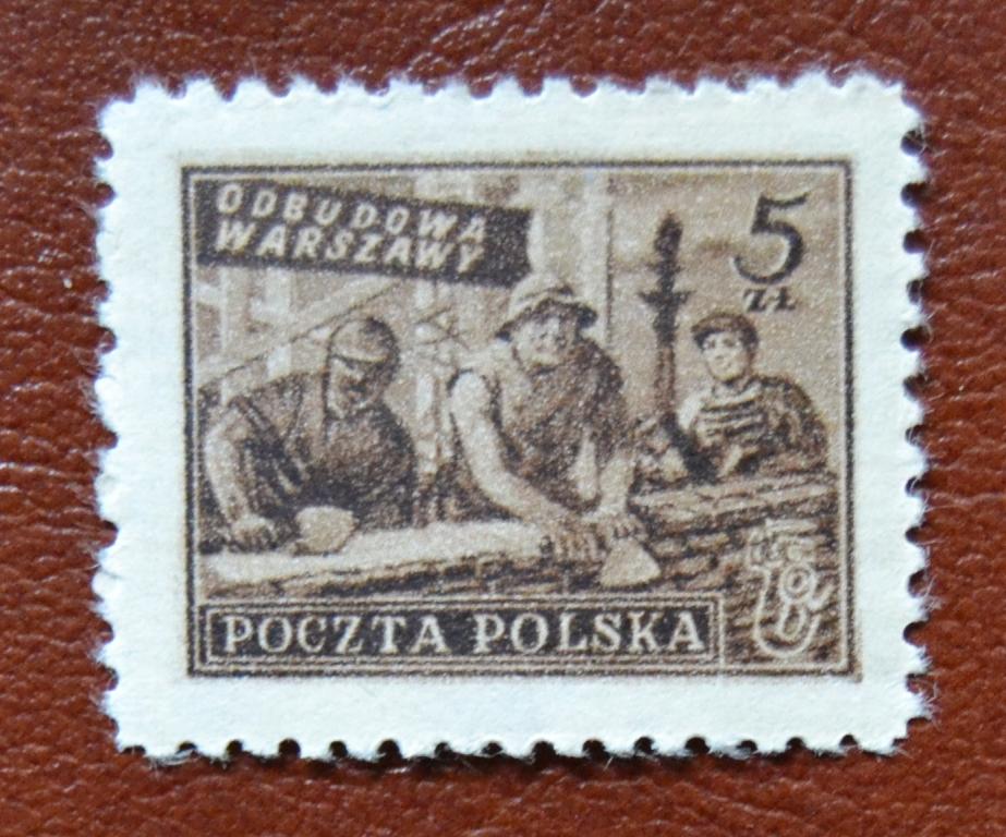 Польша 1950 год Восстановление Варшавы Каменщики - Колонна Сигизмунда Строители  Чист - 2