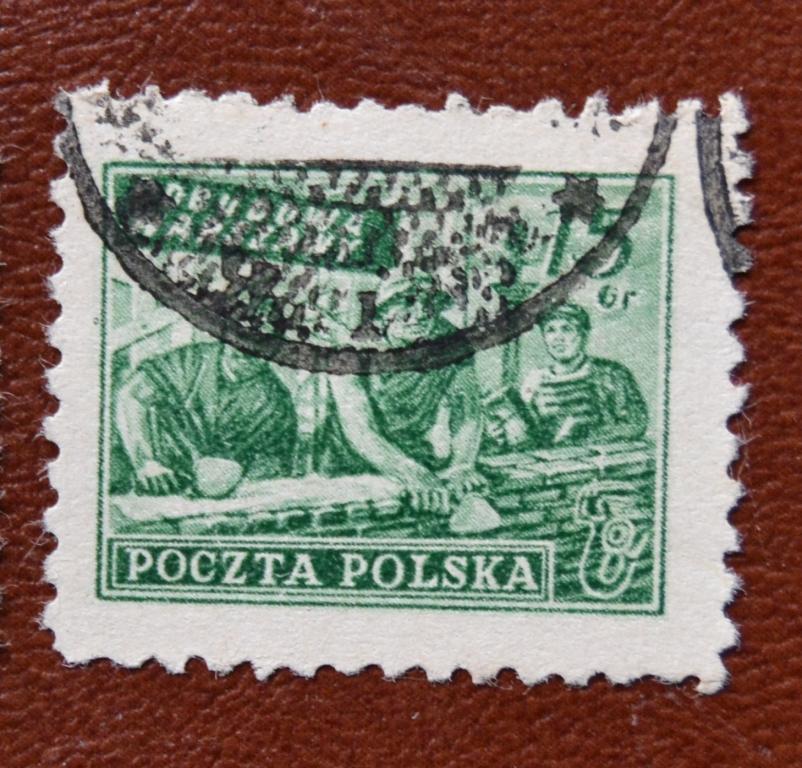 Польша 1950 год Восстановление Варшавы Каменщики - Колонна Сигизмунда Строители 2 выпуск Гаш - 4