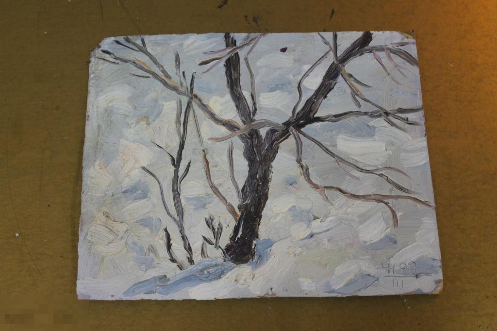 КАРТИНА. МАРТОВСКИЙ СНЕГ. ЧУПРИН. КАРТОН. МАСЛО. 1998 год. ОРЕНБУРГ. * 