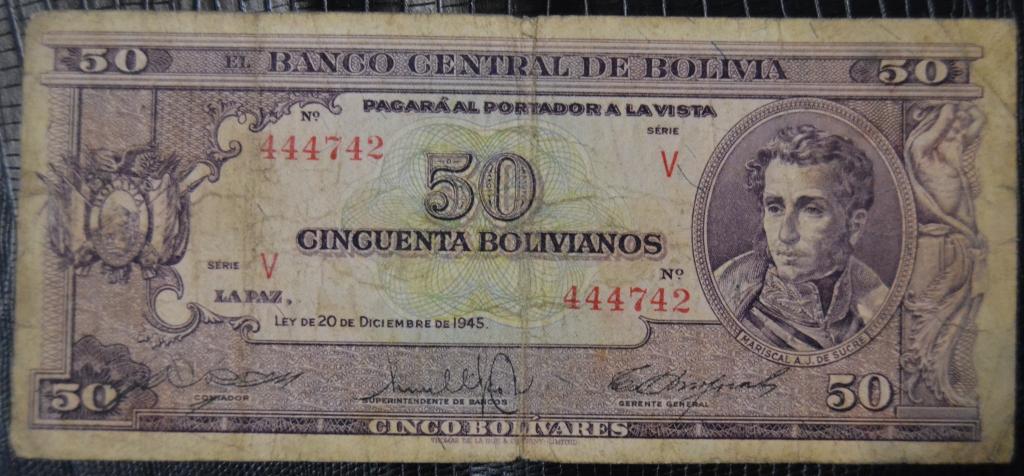 Боливия 50 боливиано 1945 год -2