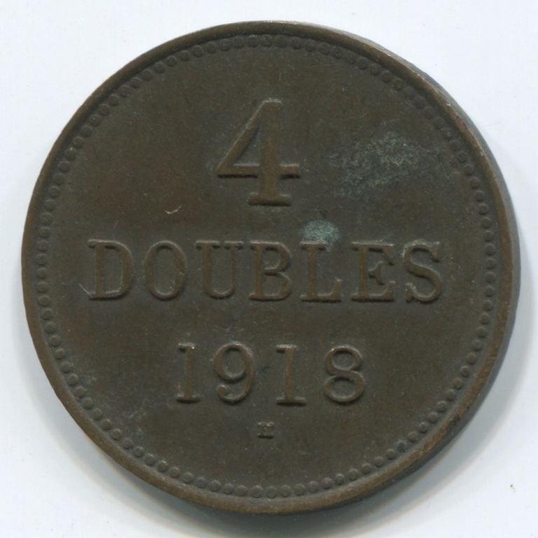 ГЕРНСИ 4 ДУБЛОНА 1918H XF