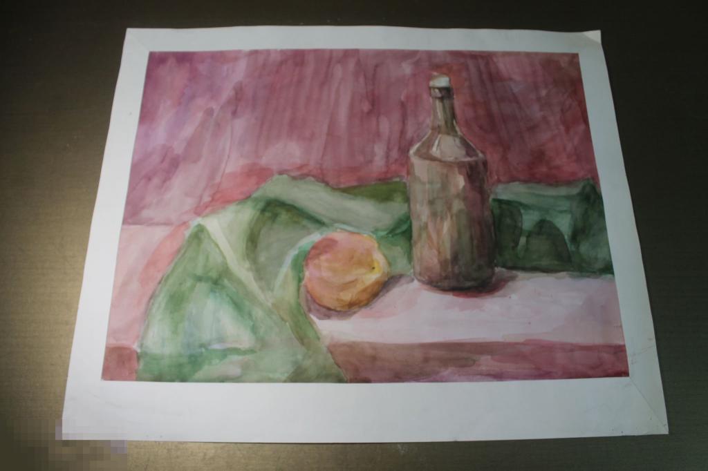 КАРТИНА. АКВАРЕЛЬ. КАРТОН. НАТЮРМОРТ. * 