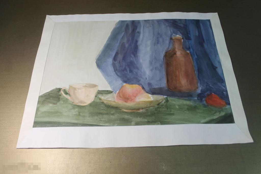 КАРТИНА. АКВАРЕЛЬ. КАРТОН. БОКАЛ. * 