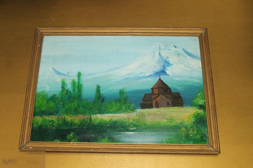 КАРТИНА. ХУДОЖНИК ДАВТЯН ЮРИ СУРЕНОВИЧ. 1996 ГОД. АРАРАТ С ЦЕРКОВЬЮ. ХОЛСТ. МАСЛО. * 
