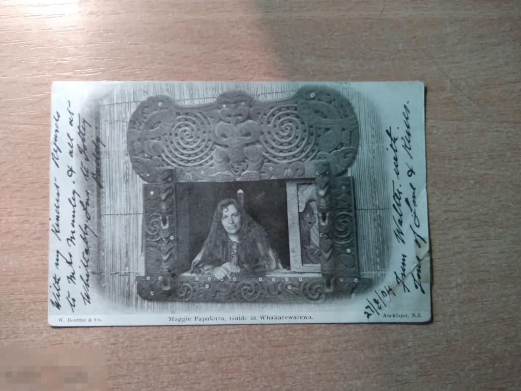 РЕДКОСТЬ! POST CARD  МАГГИ ПАПАКУРА. НОВАЯ ЗЕЛАНДИЯ. ПРОШЛА ПОЧТУ. МАРКА. 1904