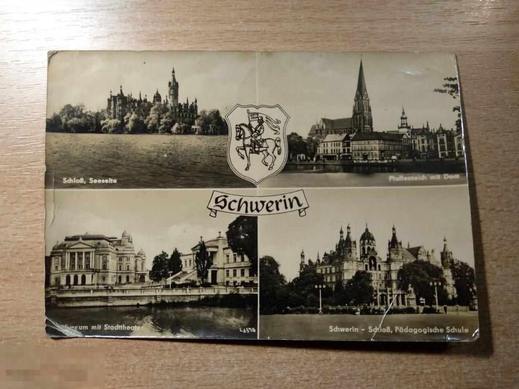 ГДР. ОТКРЫТОЕ ПИСЬМО.ШВЕРИН.  ПРОШЛО ПОЧТУ. БАШКИРИЯ. БИЙСК - БРАНДЕНБУРГ. 1958 