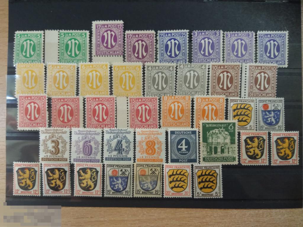 СБОРНЫЙ ЛОТ - 39 МАРОК. ГЕРМАНИЯ. ОККУПАЦИОННЫЕ ЗОНЫ. MNH OG 