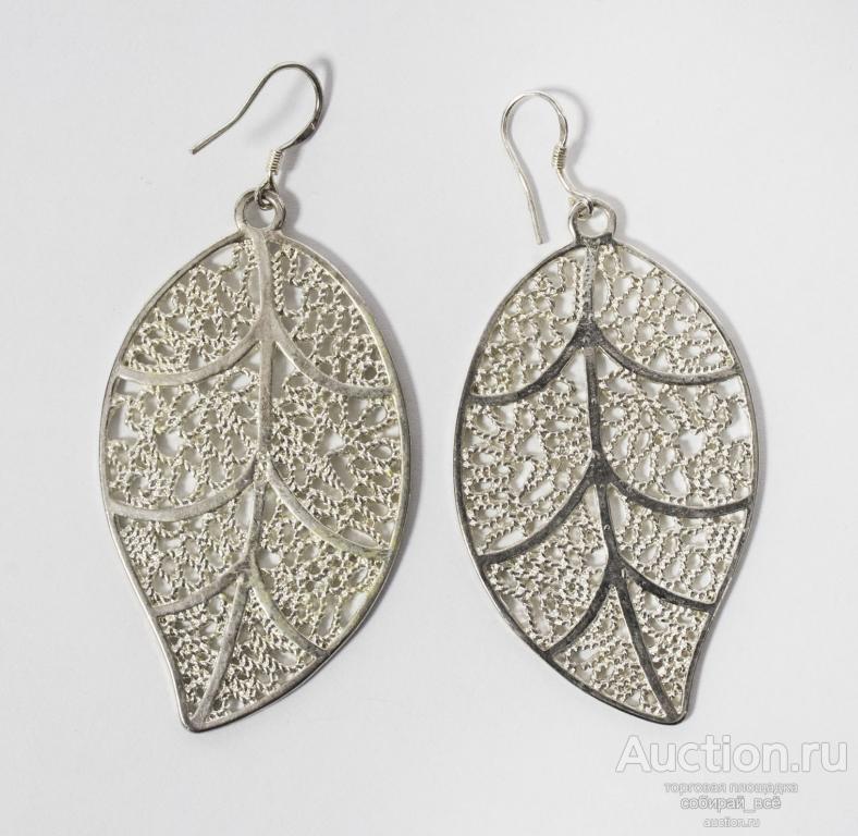 Серьги Листья, серебро 925 пр, вес 15,1 гр