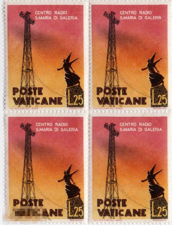РАСПРОДАЖА! ВАТИКАН 1959 Радио-Ватикан Радиоцентр Св. Марии Связь Телекоммуникации (квартблок   ) 