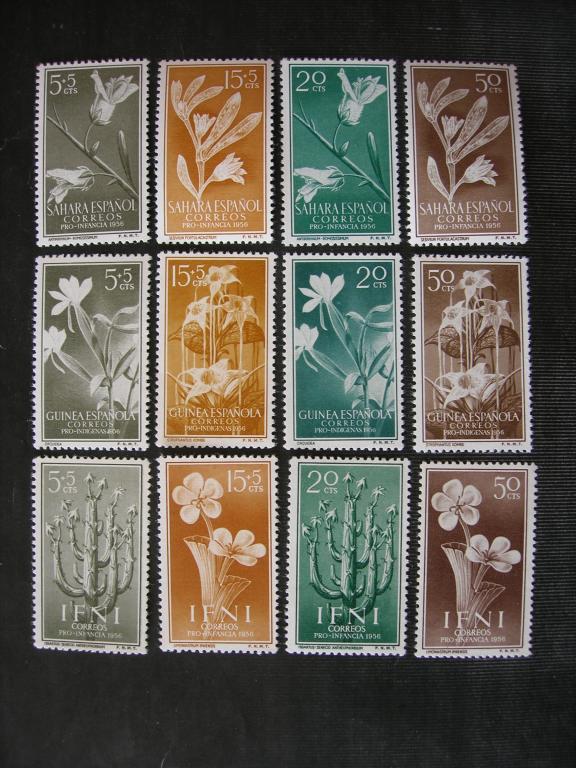 Испанские колонии (Сахара/Гвинея/Ифни) 1956 омнибус: флора (цветы)  MNH