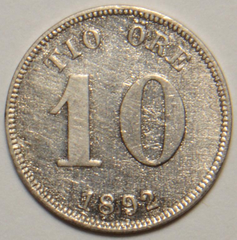 Швеция 10 эре оре 1892 СЕРЕБРО Ag (Z44)