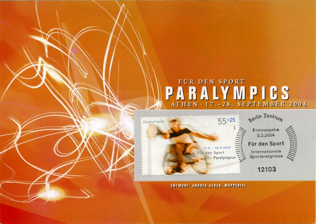 ФРГ (Б0210) Карточка СГ Паралимпийские игры 2004 Теннис Инвалиды Медицина Спорт