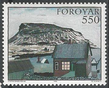 Фареры. 1985 г. Живопись. Картина "Зимний день". MNH