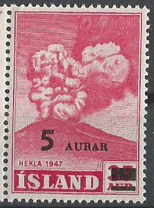 Исландия. 1954 г. Вулкан. Надпечатка. MNH