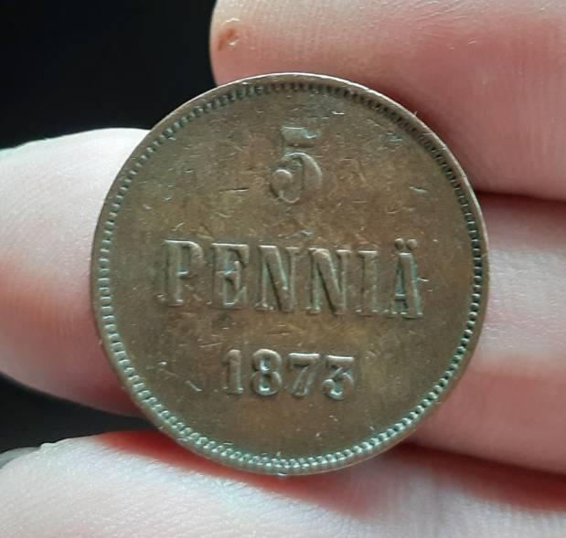 Русская Финляндия. 5пенни 1873г. Состояние см. фото.