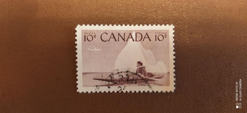 Марка Канады, 1955, Эскимос на каяке