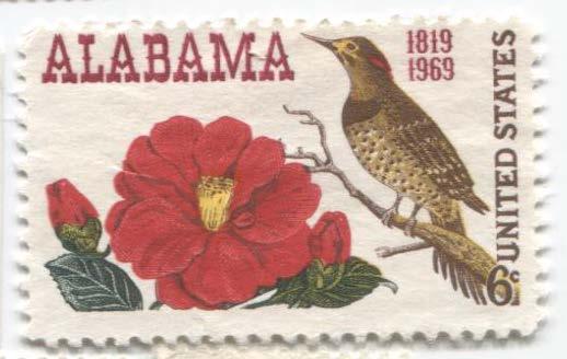 1969.США.150 лет Штату Алабама.Цветок и птица.*