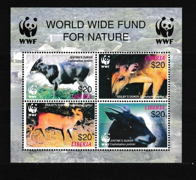 Либерия 2005 WWF Антилопы, дукер, специальный блок, с/з