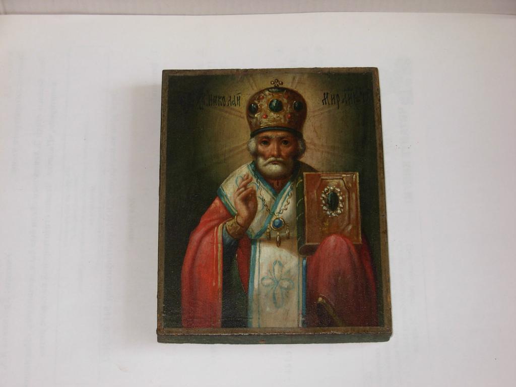 Икона старинная Николай Чудотворец Мирликийский , живопись , состояние хорошее