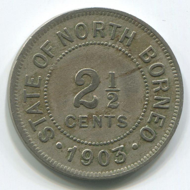 БРИТАНСКОЕ СЕВЕРНОЕ БОРНЕО 2 1/2 ЦЕНТА 1903Н VF