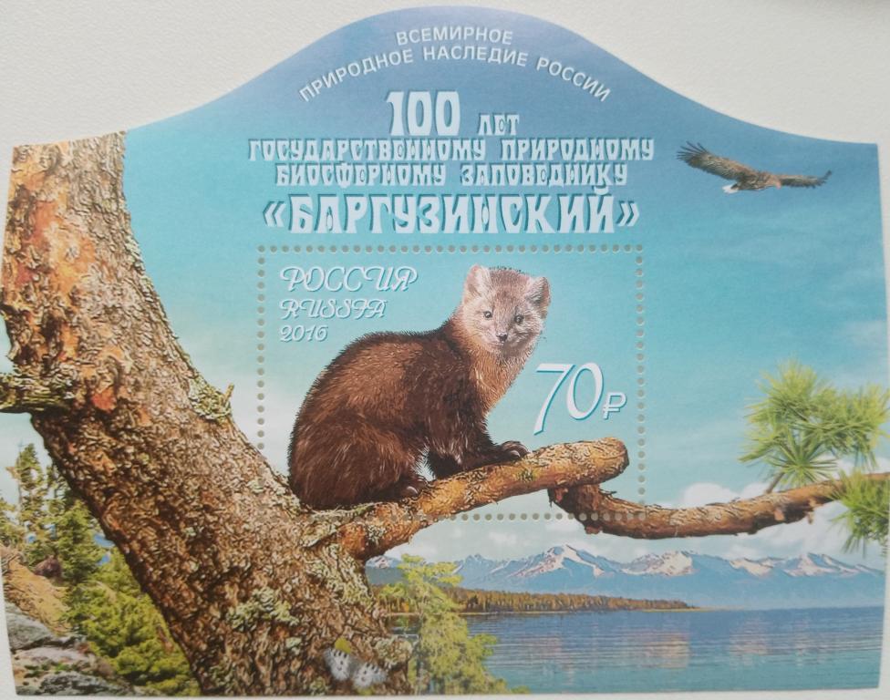 Россия 2016г.  2157  100 лет государственному заповеднику "Баргузинский"