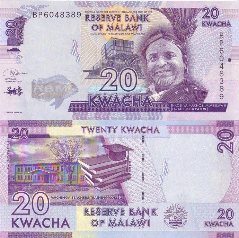Малави 20 квача 2019 P63e пресс unc / nsg