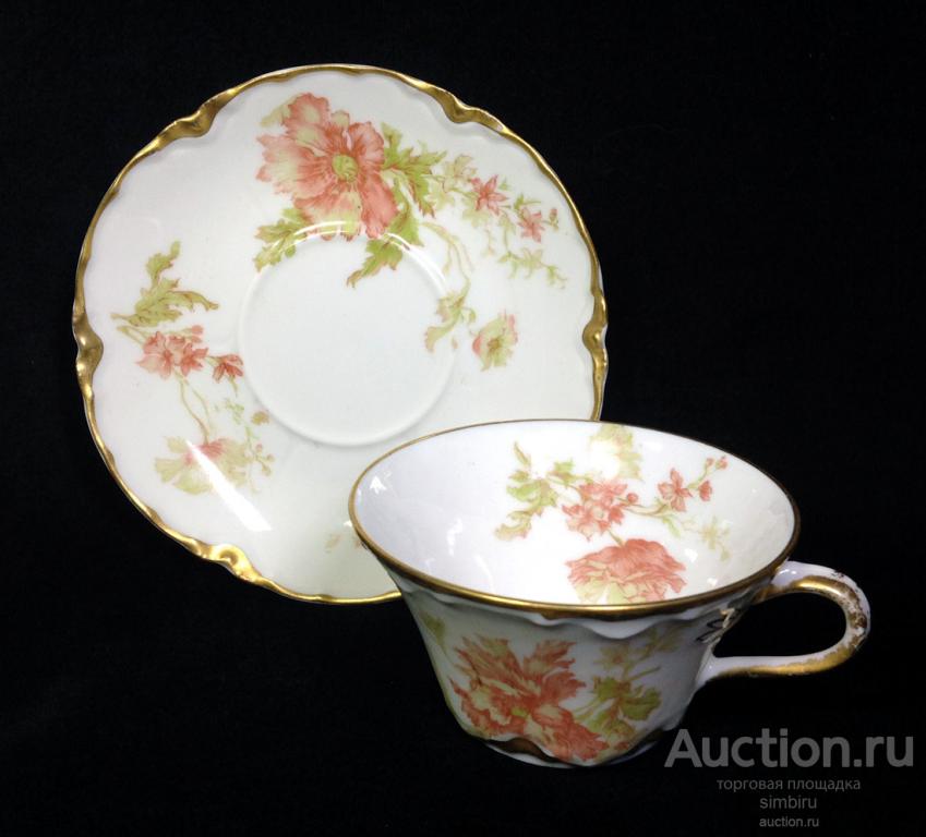 ЛИМОЖ ЧАЙНАЯ ПАРА АР-НУВО HAVILAND LIMOGES ФРАНЦИЯ 1890г. (2)