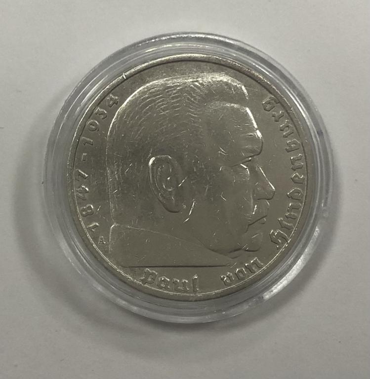 Германия 5 марок 1936 Гинденбург СЕРЕБРО