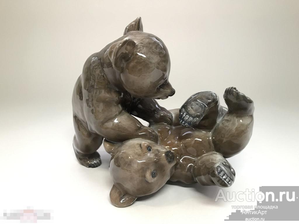 Медведи фарфоровая статуэтка фигурка фарфор медвежата играют Rosenthal Розенталь Германия 